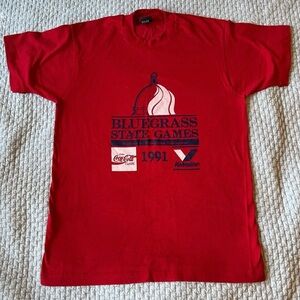 Vintage 1991 Kentucky Bluegrass State Games Red T-Shirt Size L Screen Stars Tag